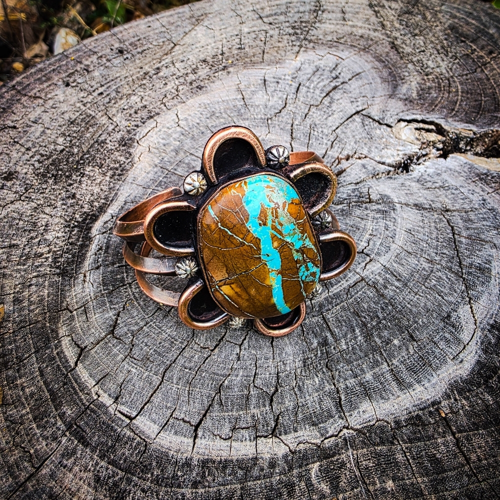 Turquoise and Copper Native Style Cuff